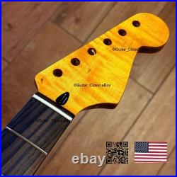 12 Radius Flame Maple Rosewood Strat Neck Gloss Fits Fender & Warmoth fSRC