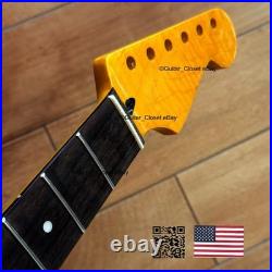 12 Radius Flame Maple Rosewood Strat Stratocaster Neck Fits Warmoth Fender fSRB