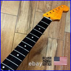 12 Radius Flame Maple Rosewood Strat Stratocaster Neck Fits Warmoth Fender fSRE