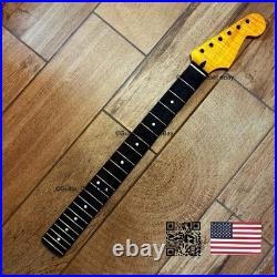 12 Radius Flame Maple Rosewood Strat Stratocaster Neck Fits Warmoth Fender fSRE