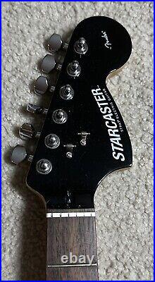 2008 Fender Starcaster Stratocaster Rosewood Neck Black Headstock GOOD