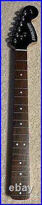 2009 Fender Starcaster Stratocaster Rosewood Neck Black Headstock GOOD