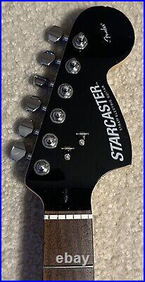 2009 Fender Starcaster Stratocaster Rosewood Neck Black Headstock GOOD