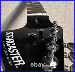 2009 Fender Starcaster Stratocaster Rosewood Neck Black Headstock GOOD
