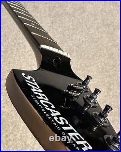 2009 Fender Starcaster Stratocaster Rosewood Neck Black Headstock GOOD