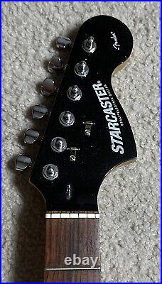2010 Fender Starcaster Stratocaster Rosewood Neck Black Headstock GOOD
