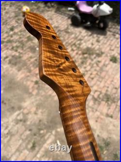 AAAA Pulley 22Fret Fender Strat Satin Roasted Flame Maple Electric guitar neck AAAA Pulley 22Fret Fender Strat Satin Roasted Flame Maple Electric guitar neck