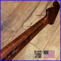 Dark Roasted Flame Maple Rosewood Strat Neck Fits Warmoth & Fender Bodies dSR2A