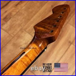 Dark Roasted Flame Maple Rosewood Strat Neck Fits Warmoth & Fender Bodies dSR2B