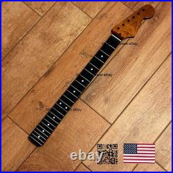 Dark Roasted Flame Maple Rosewood Strat Neck Fits Warmoth & Fender Bodies dSR2B
