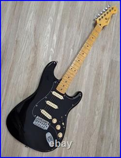 Fender Stratocaster Black Guitar with Gilmour MOD Strat SSS Maple Neck & Gigbag