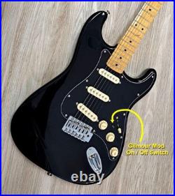 Fender Stratocaster Black Guitar with Gilmour MOD Strat SSS Maple Neck & Gigbag