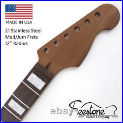Guitar Neck Rosewood on Q-Sawn Roast Maple 24.75 S Style Fits Fender Strat