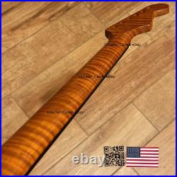 Lefty Roasted Flamed Maple Rosewood Strat Neck Reverse Left Fits Fender LSR22X Lefty Roasted Flamed Maple Rosewood Strat Neck Reverse Left Fits Fender LSR22X