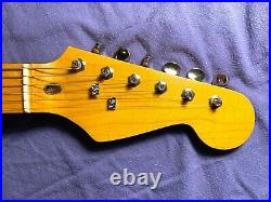 Partscaster Stratocaster, white, road-worn, maple neck, hand-wound pickups