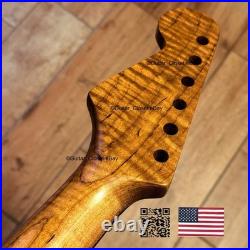 Roasted Flame Maple Rosewood Strat Neck Fits Warmoth & Fender Bodies 2SRF
