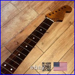 Roasted Flame Maple Rosewood Strat Neck Fits Warmoth & Fender Bodies 2SRF