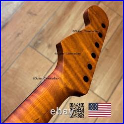 Roasted Flame Maple Rosewood Strat Neck Fits Warmoth & Fender Bodies SR2A