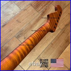 Roasted Flame Maple Rosewood Strat Neck Fits Warmoth & Fender Bodies SR2A