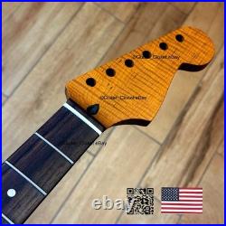 Roasted Flame Maple Rosewood Strat Neck Fits Warmoth & Fender Bodies SR2P