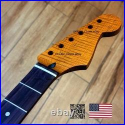 Roasted Flame Maple Rosewood Strat Neck Fits Warmoth & Fender Bodies SR2P