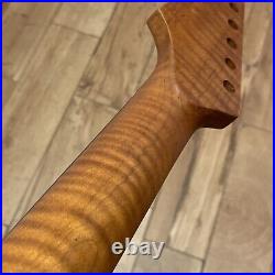 Roasted Flame Maple Rosewood Strat Neck Nitro Satin Fit Fender Warmoth SR22B1