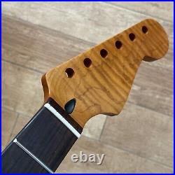 Roasted Flame Maple Rosewood Strat Neck Nitro Satin Fit Fender Warmoth SR22B1