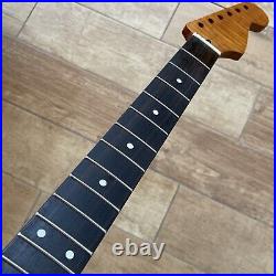 Roasted Flame Maple Rosewood Strat Neck Nitro Satin Fit Fender Warmoth SR22B1