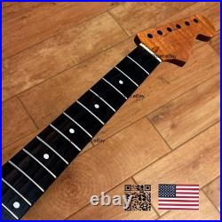 Roasted Flame Maple Rosewood Strat Neck Satin Fits Warmoth & Fender body 2SRB