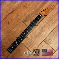 Roasted Flame Maple Rosewood Strat Neck Satin Fits Warmoth & Fender body 2SRB