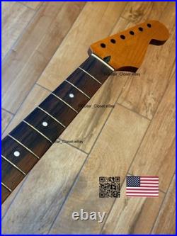 Roasted Flame Maple Rosewood Strat Neck Satin Fits Warmoth & Fender body SR022