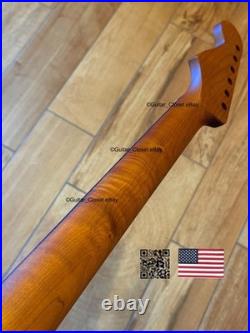 Roasted Flame Maple Rosewood Strat Neck Satin Fits Warmoth & Fender body SR022