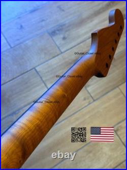 Roasted Flame Maple Rosewood Strat Neck Satin Fits Warmoth & Fender body SR022