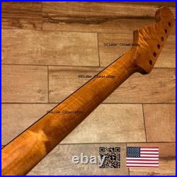 Roasted Flame Maple Rosewood Strat Neck Satin Fits Warmoth & Fender body SR02V