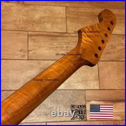 Roasted Flame Maple Rosewood Strat Neck Satin Fits Warmoth & Fender body SR02V