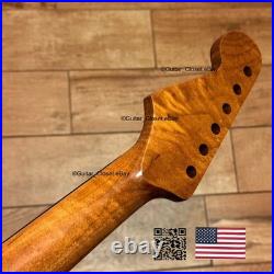 Roasted Flame Maple Rosewood Strat Neck Satin Fits Warmoth & Fender body SR02V