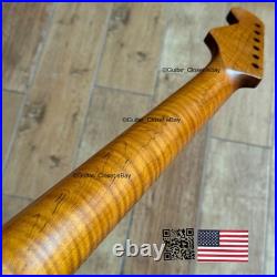 Roasted Flame Maple Stainless Strat Guitar Neck Nitro Satin Fits Fender SM22BA