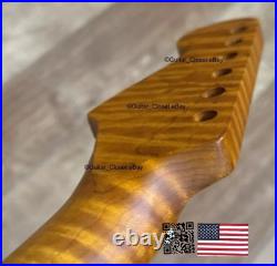 Roasted Flame Maple Stainless Strat Guitar Neck Nitro Satin Fits Fender SM22BB Roasted Flame Maple Stainless Strat Guitar Neck Nitro Satin Fits Fender SM22BB