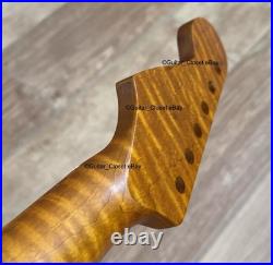Roasted Flame Maple Stainless Strat Guitar Neck Nitro Satin Fits Fender SM22BB Roasted Flame Maple Stainless Strat Guitar Neck Nitro Satin Fits Fender SM22BB