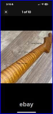 Roasted Flame Maple Stainless Strat Guitar Neck Nitro Satin Fits Fender SM22BB Roasted Flame Maple Stainless Strat Guitar Neck Nitro Satin Fits Fender SM22BB