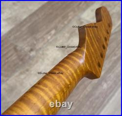 Roasted Flame Maple Stainless Strat Guitar Neck Nitro Satin Fits Fender SM22BB Roasted Flame Maple Stainless Strat Guitar Neck Nitro Satin Fits Fender SM22BB