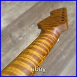 Roasted Flame Maple Stainless Strat Guitar Neck Nitro Satin Fits Fender SM22BB Roasted Flame Maple Stainless Strat Guitar Neck Nitro Satin Fits Fender SM22BB