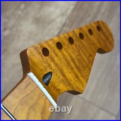 Roasted Flame Maple Stainless Strat Guitar Neck Nitro Satin Fits Fender SM22BB Roasted Flame Maple Stainless Strat Guitar Neck Nitro Satin Fits Fender SM22BB