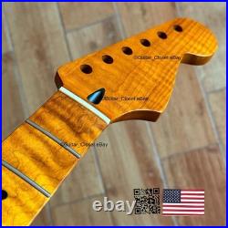 Roasted Flame Maple Stainless Strat Guitar Neck Nitro Satin Fits Fender SM22BC Roasted Flame Maple Stainless Strat Guitar Neck Nitro Satin Fits Fender SM22BC