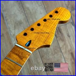 Roasted Flame Maple Stainless Strat Guitar Neck Nitro Satin Fits Fender SM22BC Roasted Flame Maple Stainless Strat Guitar Neck Nitro Satin Fits Fender SM22BC