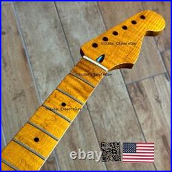 Roasted Flame Maple Stainless Strat Guitar Neck Nitro Satin Fits Fender SM22BC Roasted Flame Maple Stainless Strat Guitar Neck Nitro Satin Fits Fender SM22BC