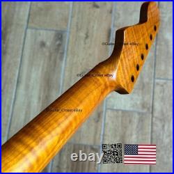 Roasted Flame Maple Stainless Strat Guitar Neck Nitro Satin Fits Fender SM22BC Roasted Flame Maple Stainless Strat Guitar Neck Nitro Satin Fits Fender SM22BC