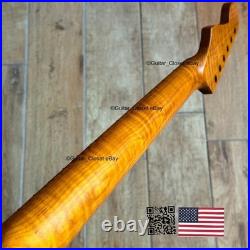 Roasted Flame Maple Stainless Strat Guitar Neck Nitro Satin Fits Fender SM22BC Roasted Flame Maple Stainless Strat Guitar Neck Nitro Satin Fits Fender SM22BC