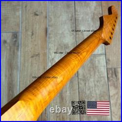 Roasted Flame Maple Stainless Strat Guitar Neck Nitro Satin Fits Fender SM22BC Roasted Flame Maple Stainless Strat Guitar Neck Nitro Satin Fits Fender SM22BC