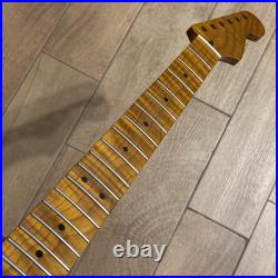 Roasted Flame Maple Stainless Strat Guitar Neck Nitro Satin Fits Fender SM22BC Roasted Flame Maple Stainless Strat Guitar Neck Nitro Satin Fits Fender SM22BC